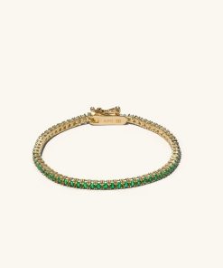 Armband Ani Jewels | Tennis Bracelet Green Gold Guld