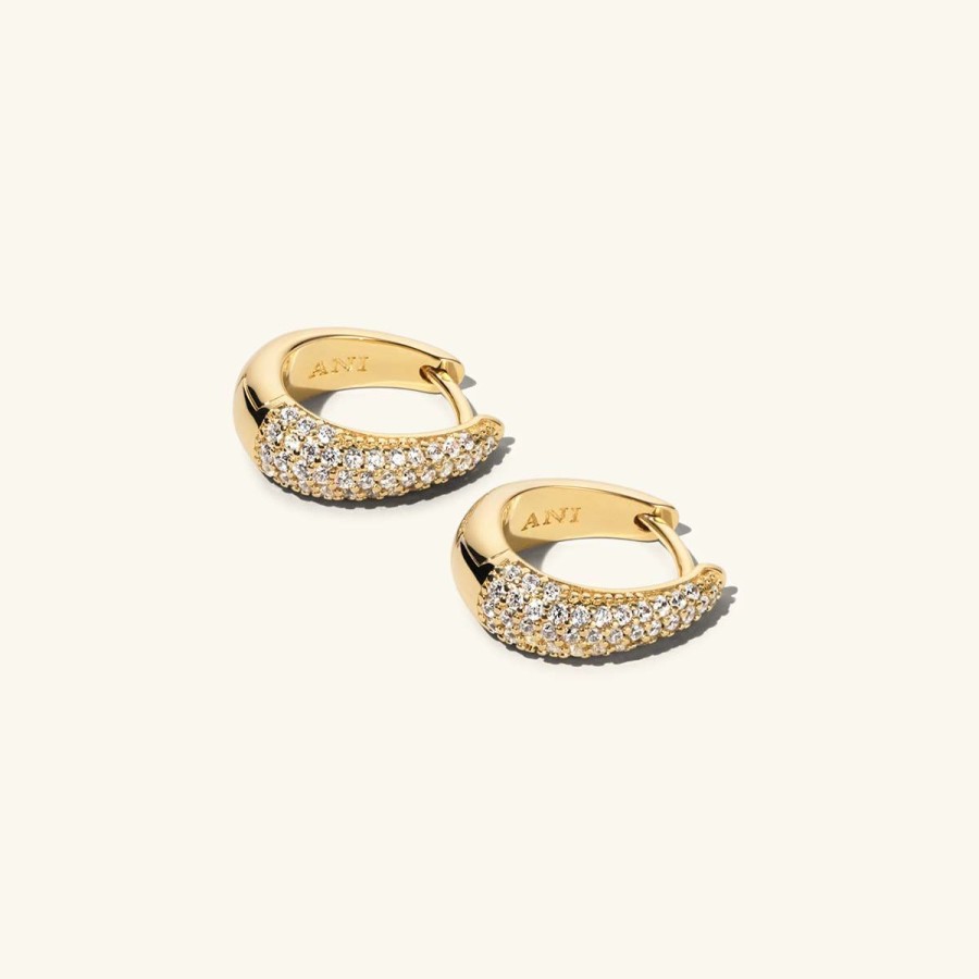 Orhangen Ani Jewels | Pave Ellipse Earrings Gold Guld