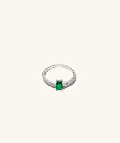 Ringar Ani Jewels | Baguette Ring Green Silver