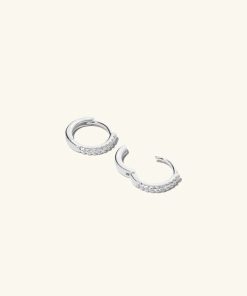 Orhangen Ani Jewels | Stone Huggie Hoops Silver