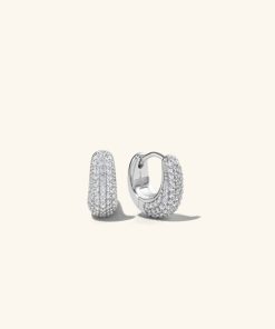 Orhangen Ani Jewels | Pave Dome Huggies Silver