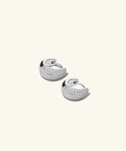 Orhangen Ani Jewels | Pave Dome Huggies Silver