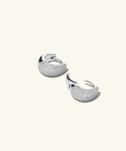 Orhangen Ani Jewels | Pave Dome Huggies Silver