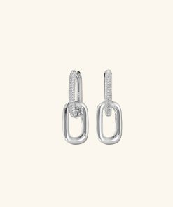 Orhangen Ani Jewels | Chain Earrings Pave Silver