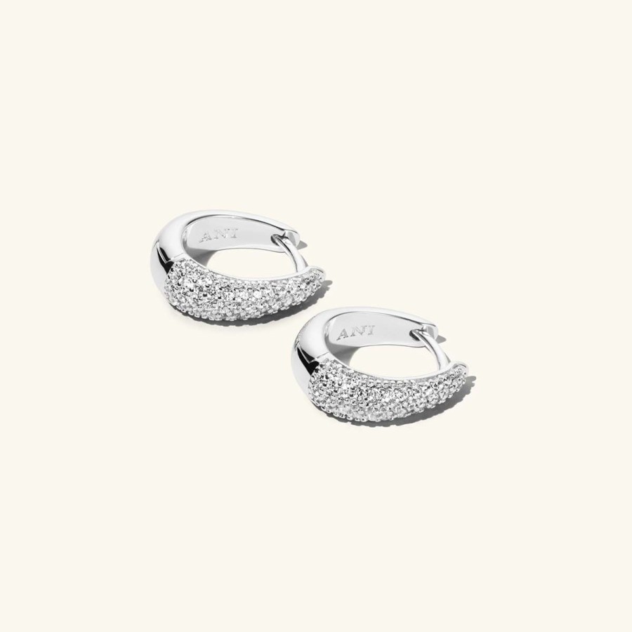 Orhangen Ani Jewels | Pave Ellipse Earrings Silver